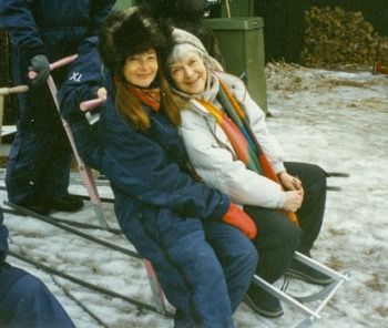 Cannie M&ouml;ller och Inga Borg i Kiruna med Svenska Barnboksakademin 1995.