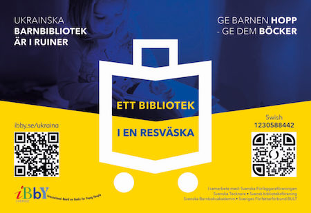 Affisch om insamlingskampanjen till st&ouml;d f&ouml;r barnbiblioteken i Ukraina